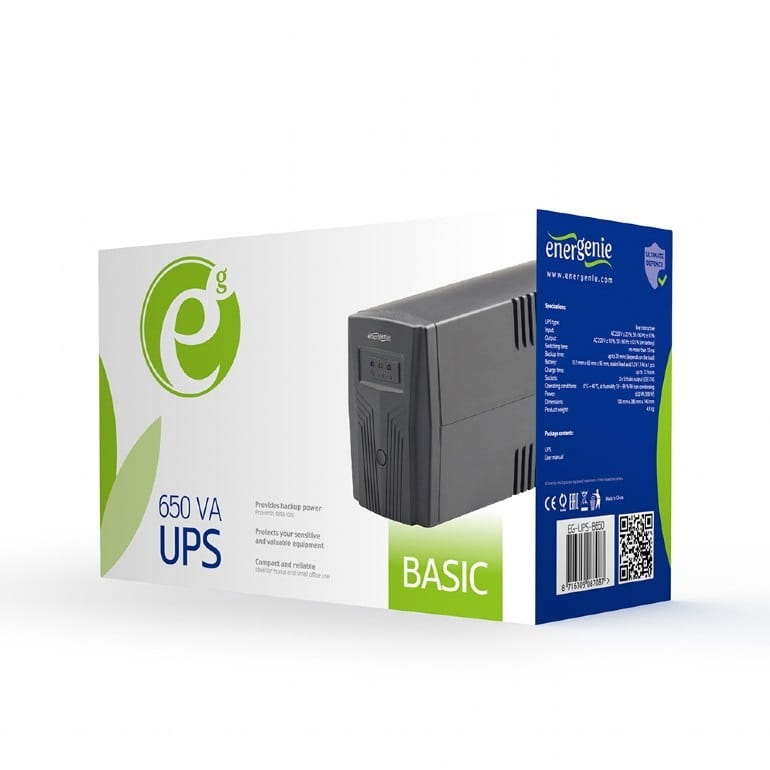 ИБП EnerGenie EG-UPS-B650 650VA, Line Int., AVR, 2xSchuko