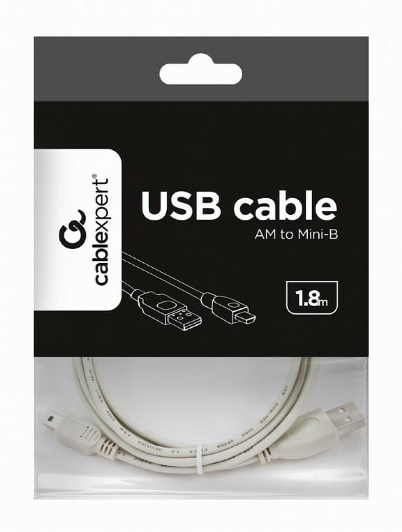 Кабель Gembird USB - miniUSB V 2.0 (M/M), 1.8 м, белый (CC-USB2-AM5P-6)