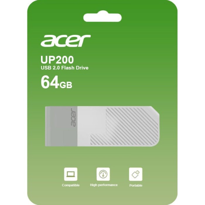 Флеш-накопитель USB2.0 64GB Acer UP200 White (BL.9BWWA.551)