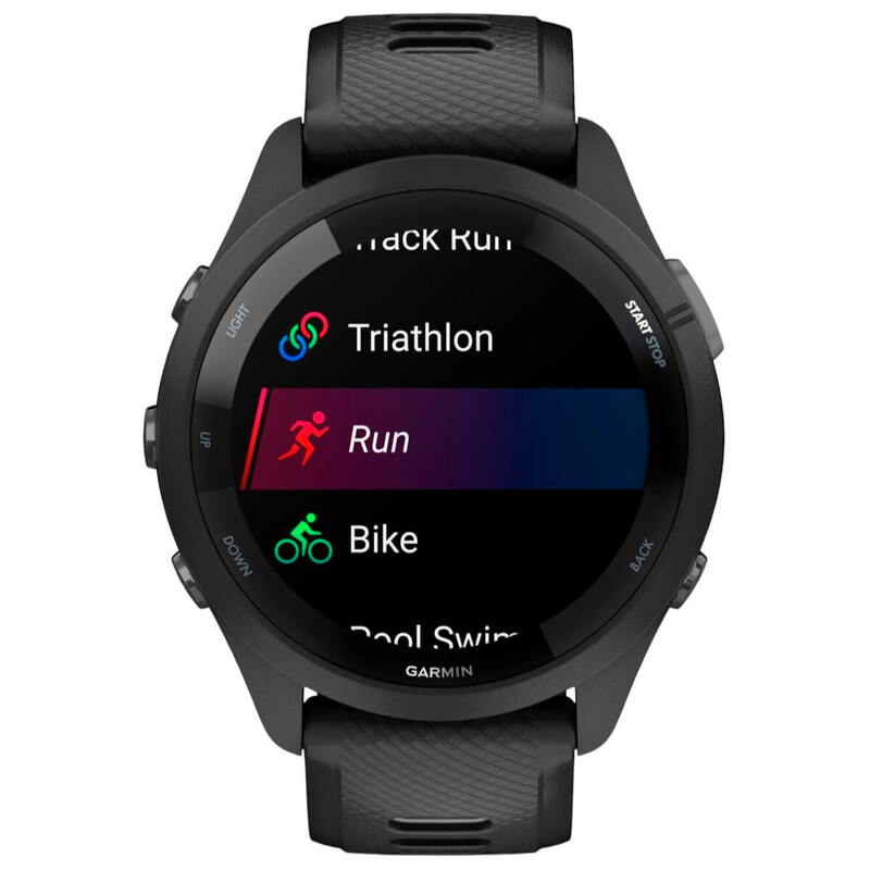Смарт-годинник Garmin Forerunner 265 Black Bezel and Case with Black/Powder Gray Silicone Band (010-02810-10)