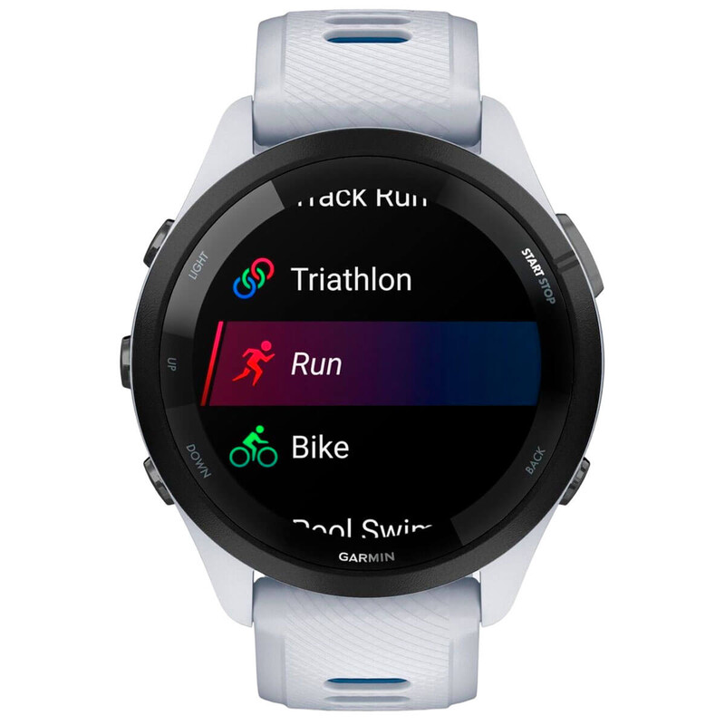 Смарт-годинник Garmin Forerunner 265 Black Bezel with Whitestone Case and Whitestone/Tidal Blue Silicone Band (010-02810-11)