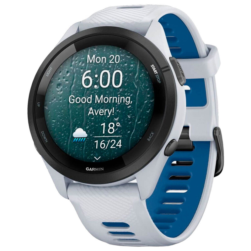 Смарт-годинник Garmin Forerunner 265 Black Bezel with Whitestone Case and Whitestone/Tidal Blue Silicone Band (010-02810-11)