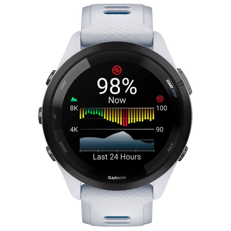 Смарт-годинник Garmin Forerunner 265 Black Bezel with Whitestone Case and Whitestone/Tidal Blue Silicone Band (010-02810-11)