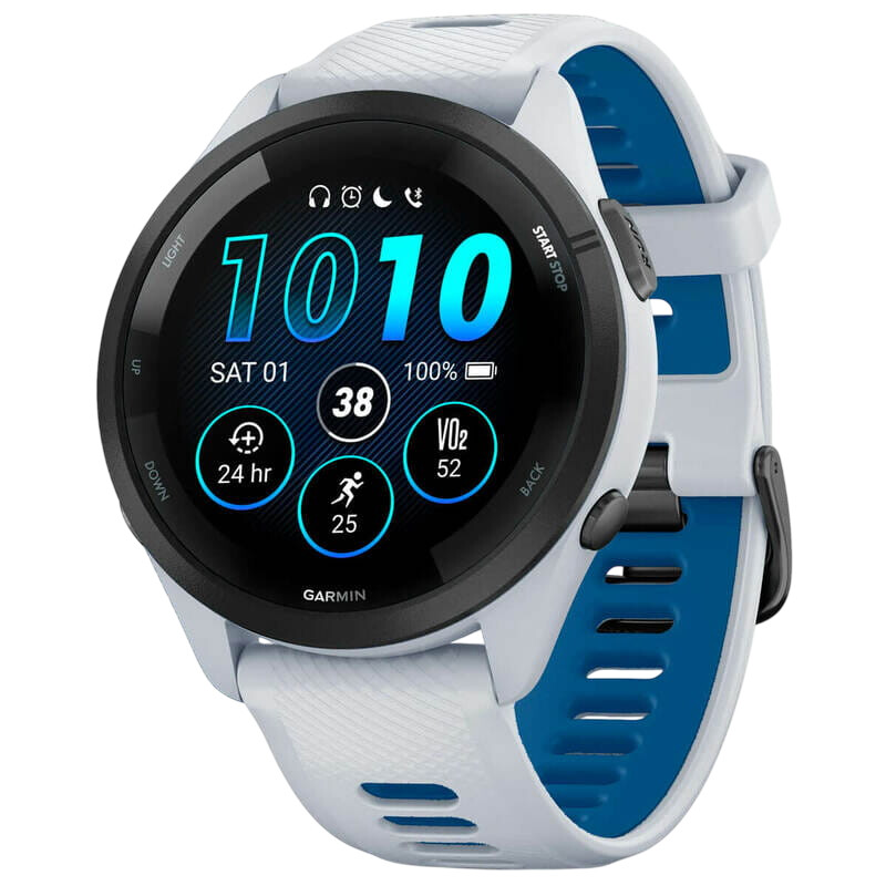 Смарт-годинник Garmin Forerunner 265 Black Bezel with Whitestone Case and Whitestone/Tidal Blue Silicone Band (010-02810-11)
