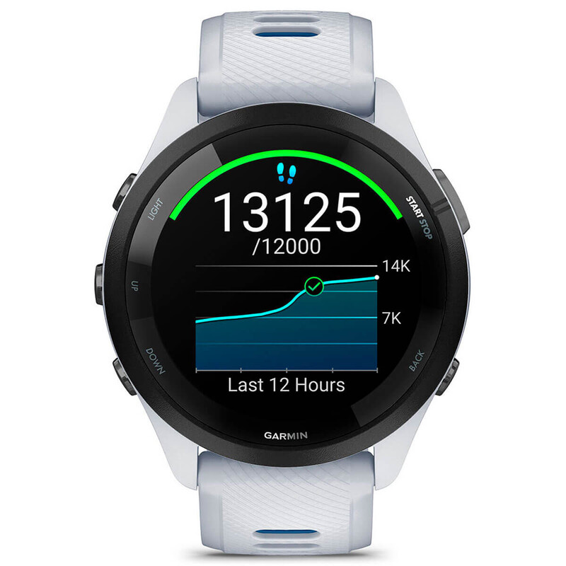 Смарт-годинник Garmin Forerunner 265 Black Bezel with Whitestone Case and Whitestone/Tidal Blue Silicone Band (010-02810-11)