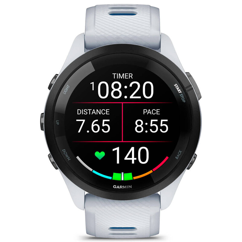 Смарт-годинник Garmin Forerunner 265 Black Bezel with Whitestone Case and Whitestone/Tidal Blue Silicone Band (010-02810-11)