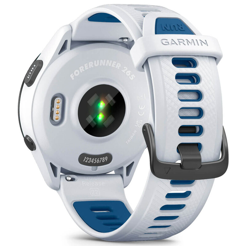 Смарт-годинник Garmin Forerunner 265 Black Bezel with Whitestone Case and Whitestone/Tidal Blue Silicone Band (010-02810-11)