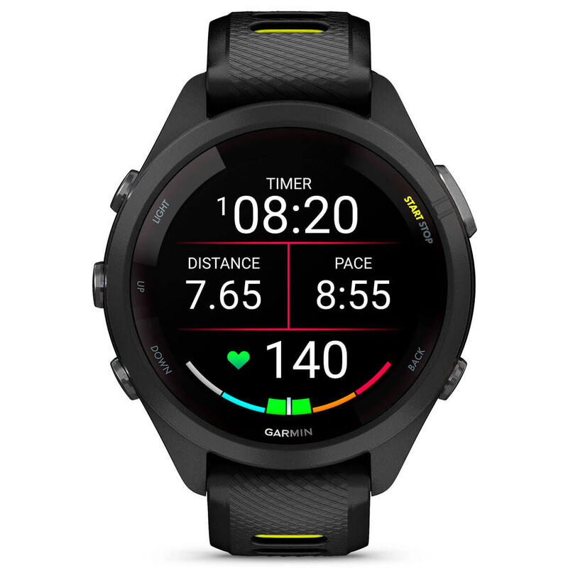 Смарт-годинник Garmin Forerunner 265S Black Bezel and Case with Black/Amp Yellow Silicone Band (010-02810-13)