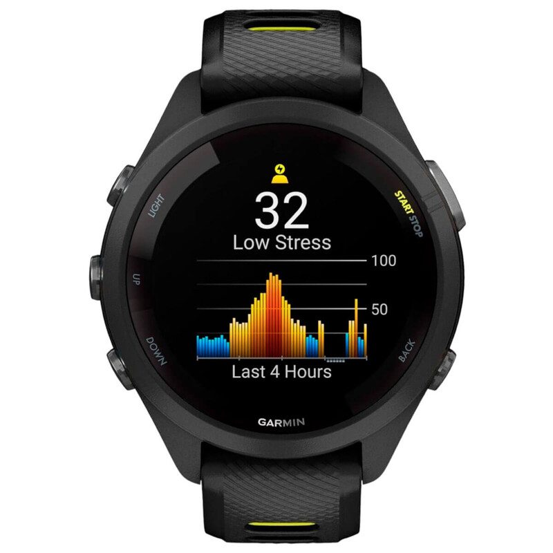 Смарт-годинник Garmin Forerunner 265S Black Bezel and Case with Black/Amp Yellow Silicone Band (010-02810-13)