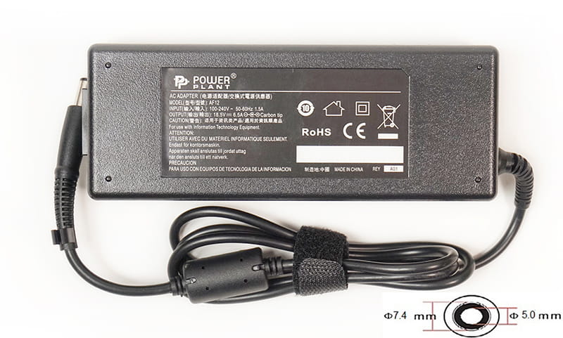 Блок питания PowerPlant для ноутбука HP 220V, 18.5V 120W 6.5A, 7.4х5.0мм (HP120E7450)