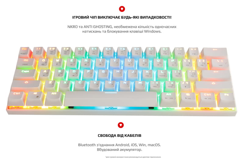 Клавиатура беспроводная Motospeed CK62 Outemu Blue White (mtck62wmb)