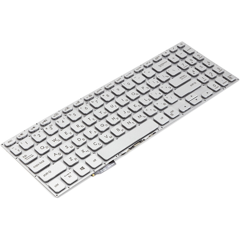 Клавіатура PowerPlant для ноутбука Asus Vivobook S15 S530U срібляста, без фрейму, підсвічування (KB315130)