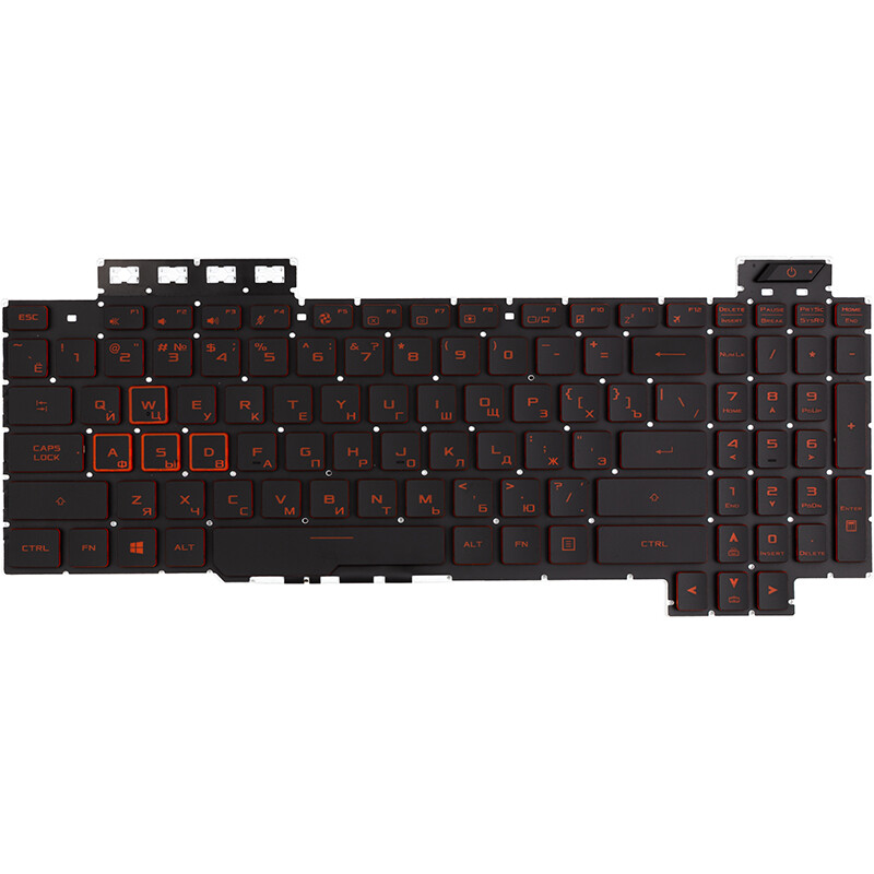 Клавіатура PowerPlant для ноутбука Asus TUF Gaming FX504GD чорна, без фрейму, підсвічування (KB315321)