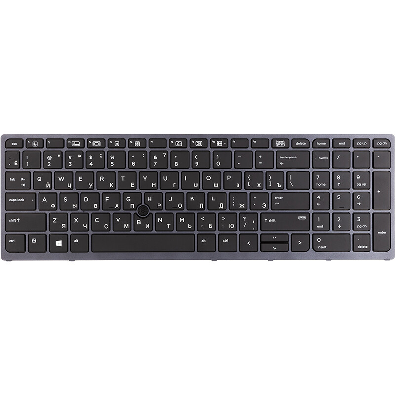 Клавиатура PowerPlant для ноутбука HP Zbook 15 G3 черная, серый фрейм, подсветка (KB315109)