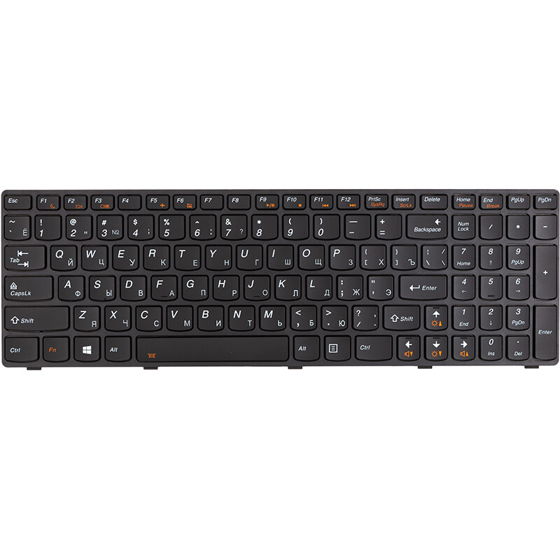 Клавиатура PowerPlant для ноутбука Lenovo Y580 черная, черный фрейм, подсветка (KB315086)