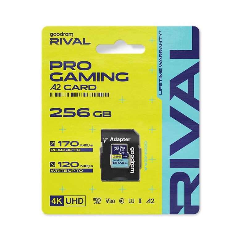Карта пам`яті MicroSDXC 256GB UHS-I/U3 Class 10 Goodram RIVAL M2AA R170/W120MB/s + SD-adapter (GGSM2AA-2560R12)