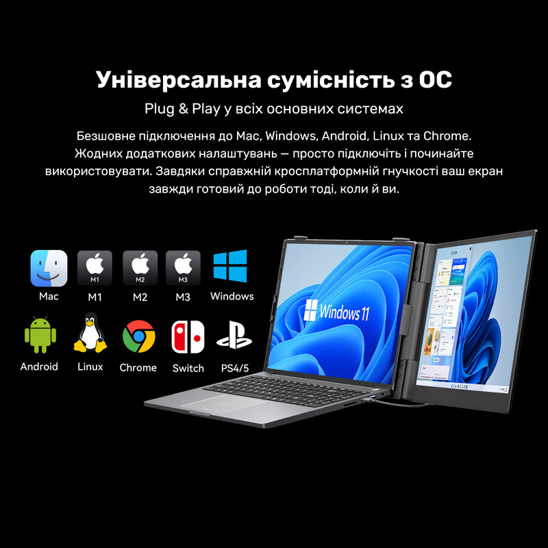 Монітор портативний Blackview 15.3" SCM8 Single Screen (BVSCM8) IPS Grey