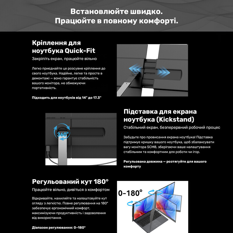 Монітор портативний Blackview 15.3" SCM8 Single Screen (BVSCM8) IPS Grey