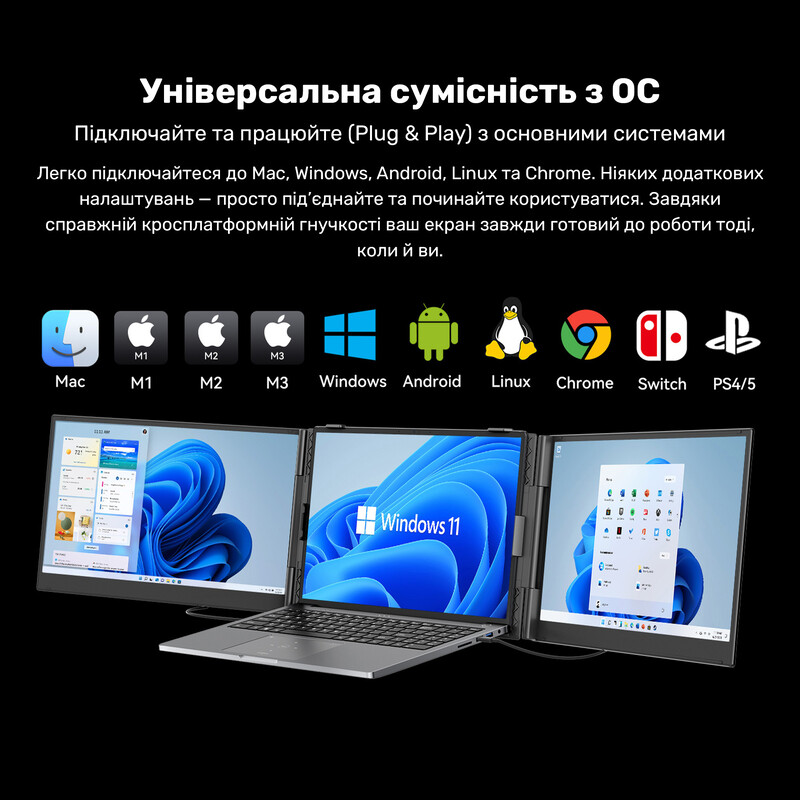Монитор портативный Blackview 15.3" DCM8 Dual Screen (BVDCM8) IPS Grey