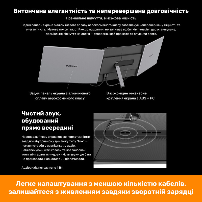 Монитор портативный Blackview 15.3" DCM8 Dual Screen (BVDCM8) IPS Grey