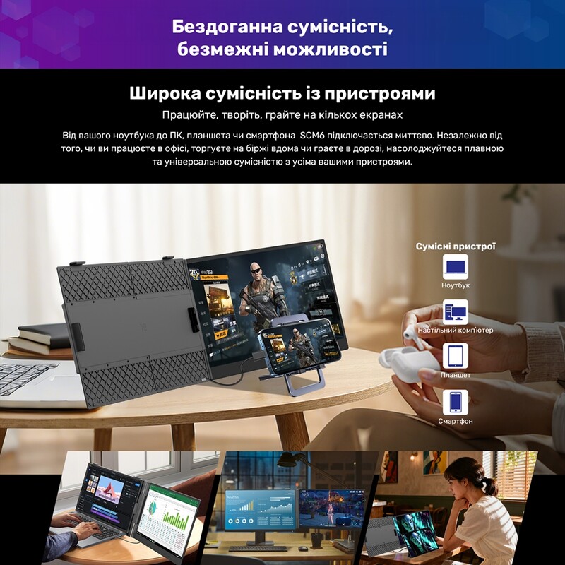 Монитор портативный Blackview 14" SCM6 Single Screen (BVSCM6) IPS Grey