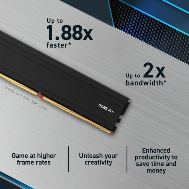 Модуль пам`ятi DDR5 32GB/6000 Crucial Pro Overclocking (CP32G60C40U5BT)