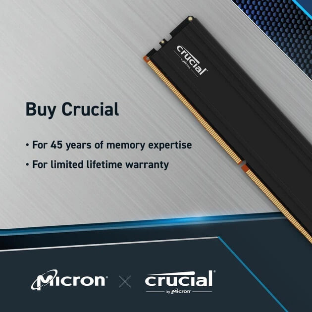 Модуль пам`ятi DDR5 32GB/6000 Crucial Pro Overclocking (CP32G60C40U5BT)