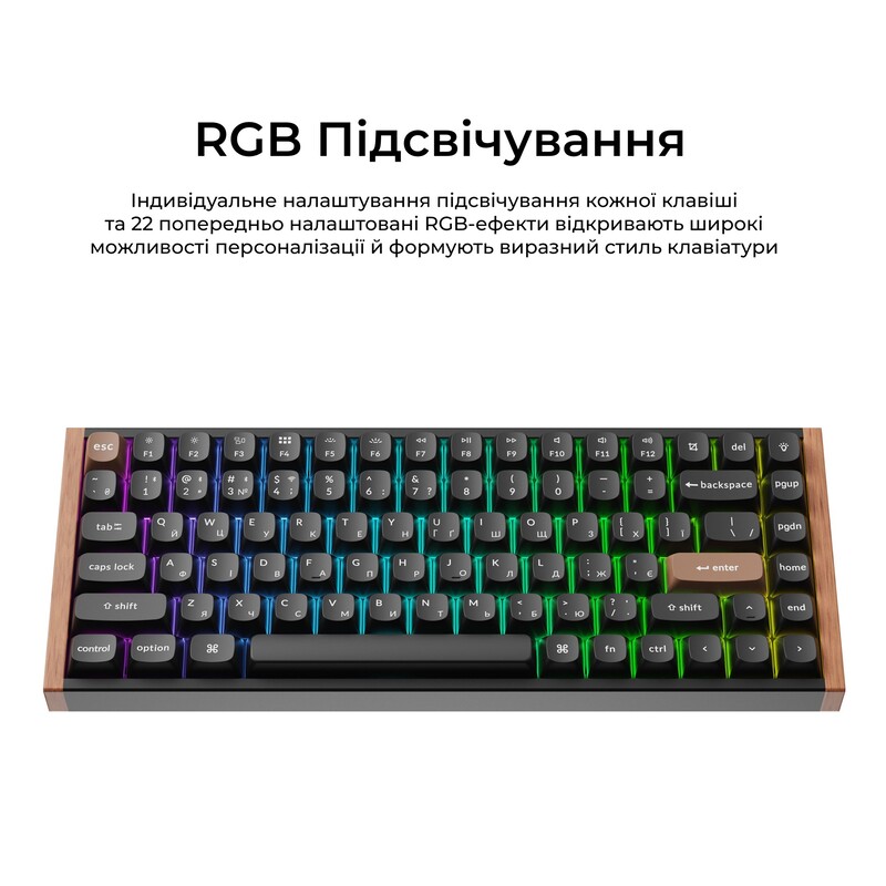 Клавіатура бездротова Keychron K2 HE Magnetic Switch Black RGB (K2H-F1-UA)