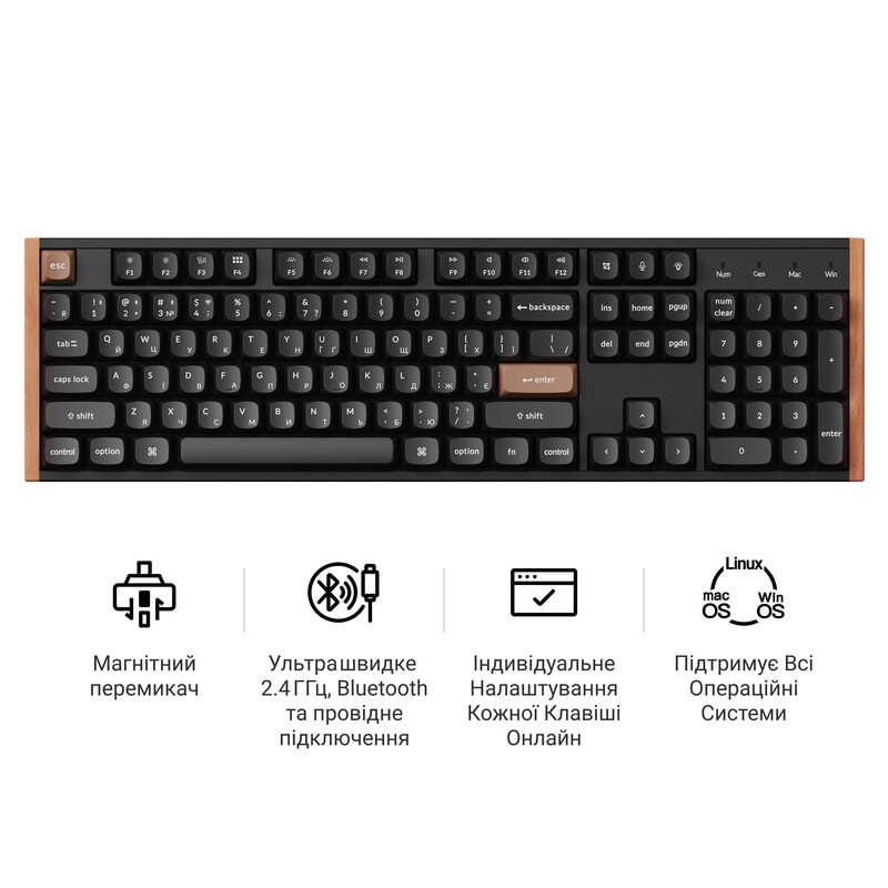 Клавіатура бездротова Keychron K10 HE Magnetic Switch Black RGB (K10H-F1-UA)