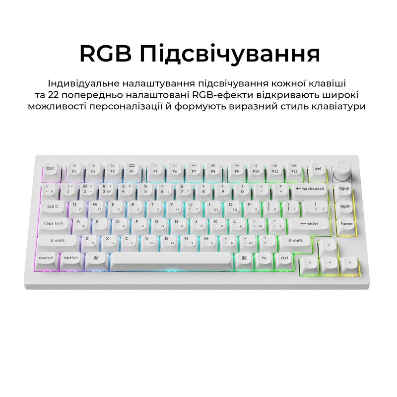 Клавіатура бездротова Keychron V1 Ultra Keychron Red Switch White RGB (V1U-F1-UA)