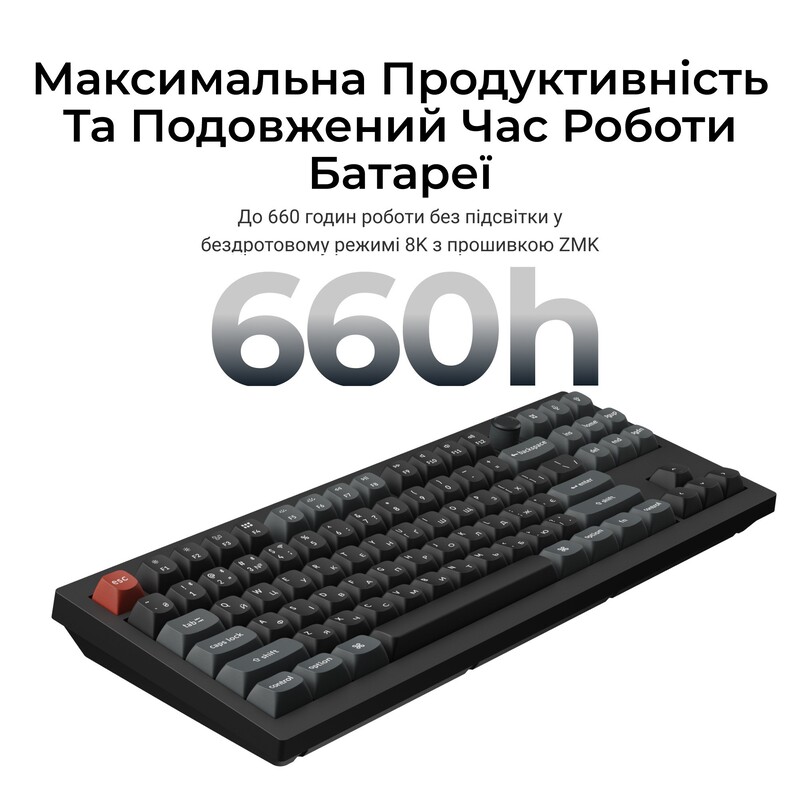 Клавіатура бездротова Keychron V3 Ultra Keychron Red Switch Black RGB (V3U-D1-UA)
