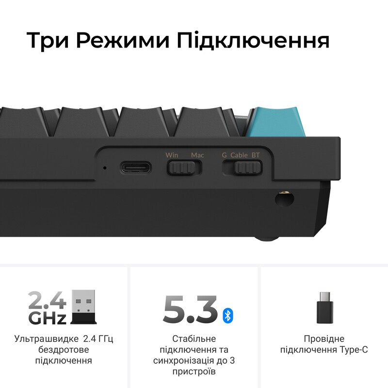 Клавіатура бездротова Keychron Q6 Ultra Keychron Red Switch Black RGB (Q6U-M1-UA)