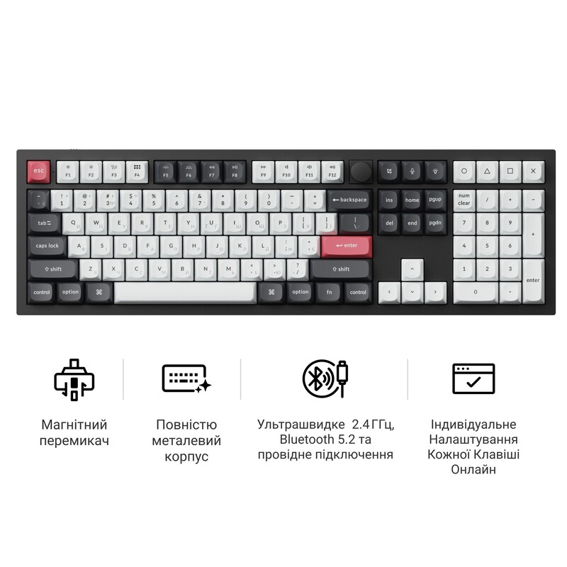 Клавіатура бездротова Keychron Q6 HE Magnetic Switch Black RGB (Q6H-M1-UA)