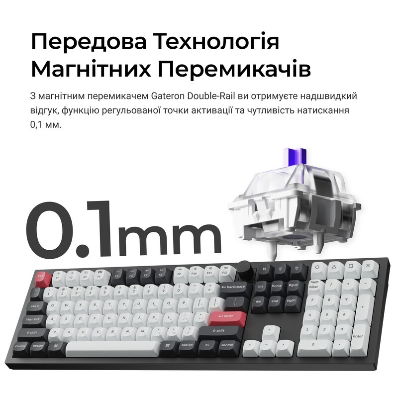 Клавіатура бездротова Keychron Q6 HE Magnetic Switch Black RGB (Q6H-M1-UA)