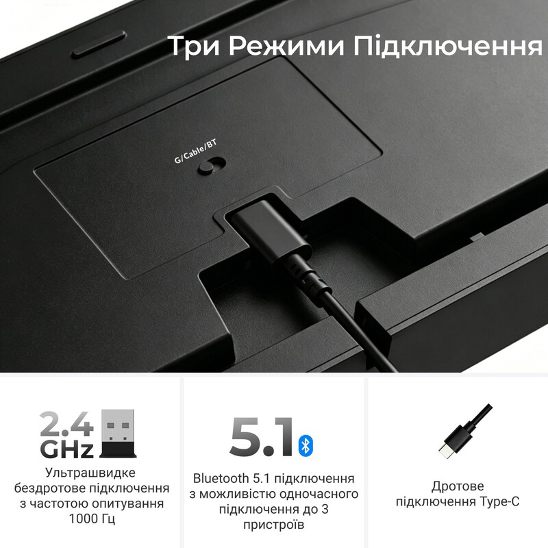 Клавіатура бездротова Keychron C3 Max Super Red Switch Black RGB (C3M-H1-UA)