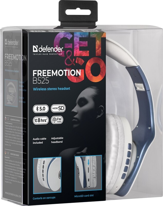 Bluetooth-гарнітура Defender FreeMotion B525 White/Blue (63526)
