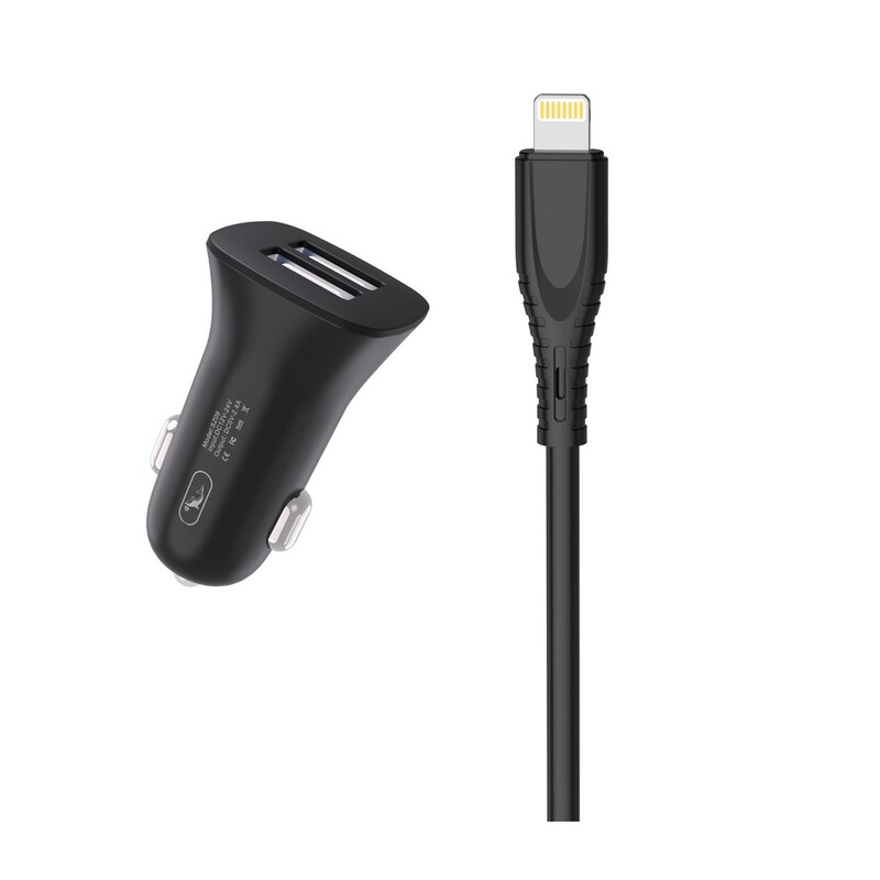 Автомобільний зарядний пристрій SkyDolphin SZ09L (2USB, 3.4A) Black (AZP-000109) + кабель Lightning_бн