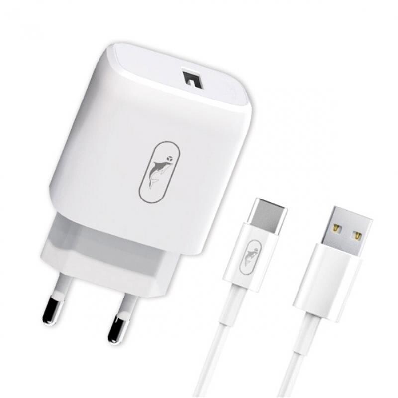Зарядний пристрій SkyDolphin SC22ET (1USB, 2.1A) White (MZP-000159) + кабель Type-C_бн