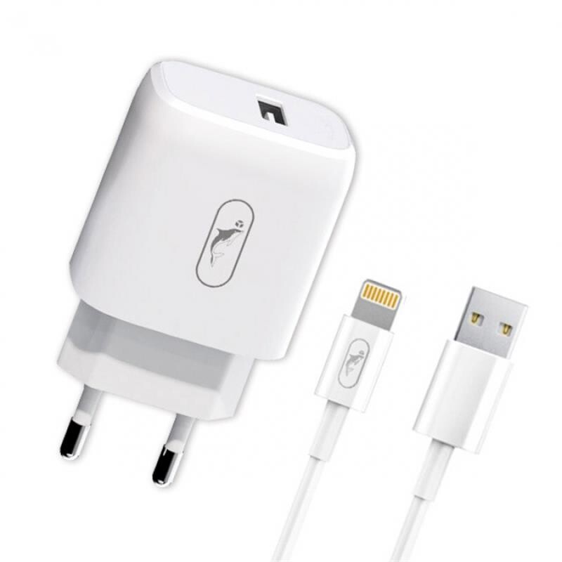 Зарядний пристрій SkyDolphin SC22EL (1USB, 2.1A) White (MZP-000158) + кабель Lightning_бн