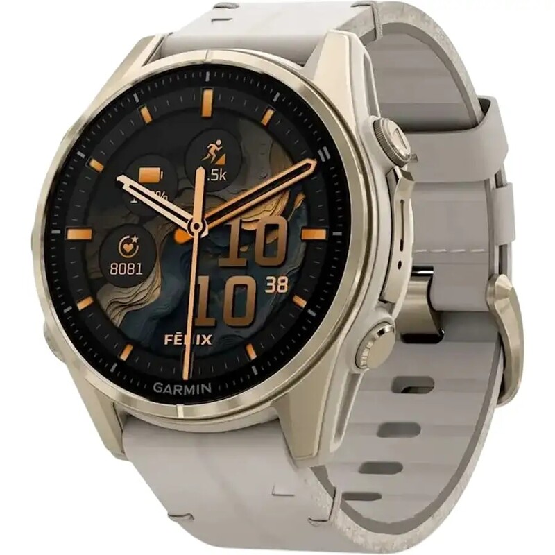 Смарт-годинник Garmin Fenix 8 43mm AMOLED Sapphire Soft Gold with Limestone Leather Band (010-02903-40)
