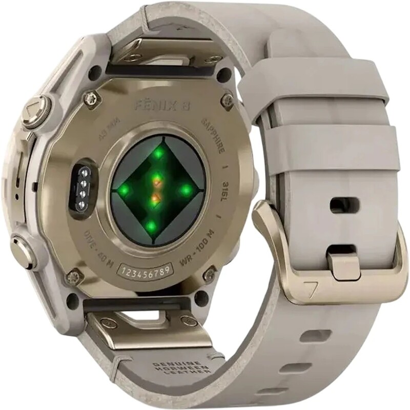 Смарт-годинник Garmin Fenix 8 43mm AMOLED Sapphire Soft Gold with Limestone Leather Band (010-02903-40)