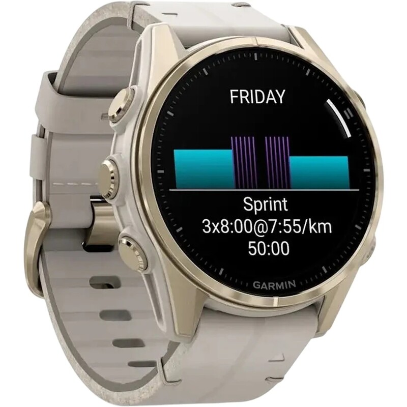 Смарт-годинник Garmin Fenix 8 43mm AMOLED Sapphire Soft Gold with Limestone Leather Band (010-02903-40)