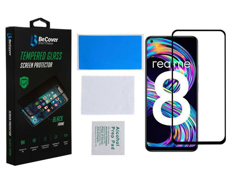 Защитное стекло BeCover для Realme 8 Black (706657)