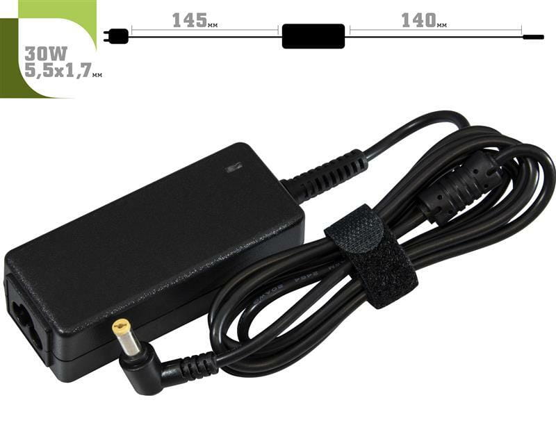 Блок живлення 1StCharger для ноутбука Dell 19V 30W 1.58A 5.5х1.7мм + каб.живл. (AC1STDE30WC)