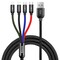 Фото - Кабель Baseus Fast 4in1 USB-2Lightning+microUSB+USB-C, 3.5A 1.2м Black (CA1T4-A01) | click.ua