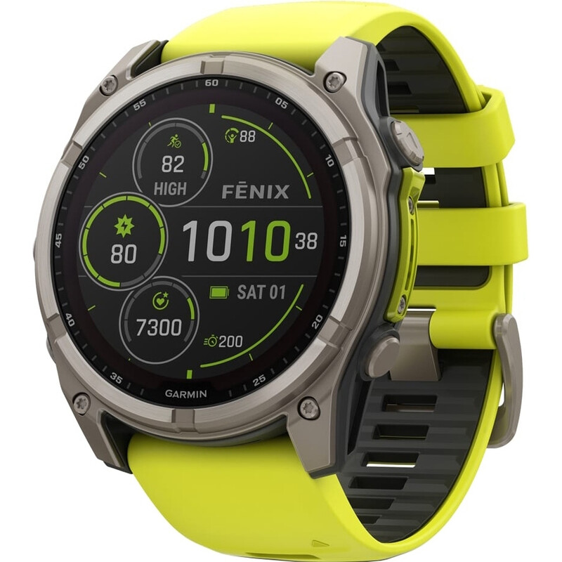 Смарт-часы Garmin Fenix 8 51mm Sapphire Solar Titanium with Amp Yellow/Graphite Silicone Band (010-02907-21)