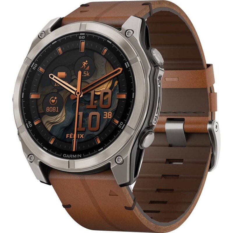 Смарт-часы Garmin Fenix 8 51mm AMOLED Sapphire Titanium with Chestnut Leather Band (010-02905-40)
