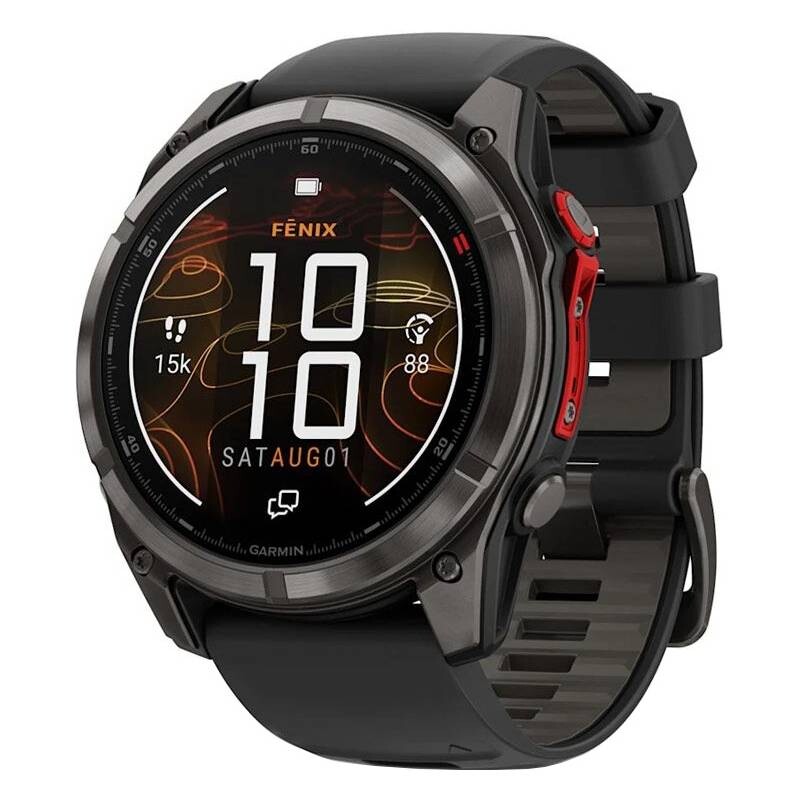 Смарт-часы Garmin Fenix 8 51mm MicroLED Sapphire Titanium Carbon Gray with Black and Pebble Grey Silicone Band (010-03380-05)