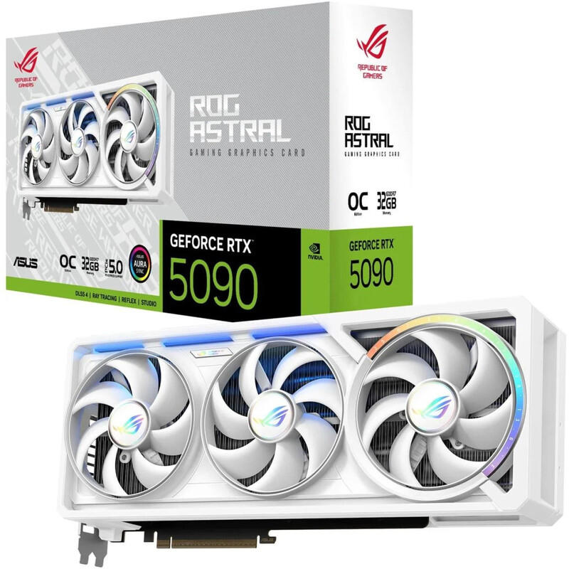Видеокарта GF RTX 5090 32GB GDDR7 ROG Astral White OC Asus (ROG-ASTRAL-RTX5090-O32G-WHITE)