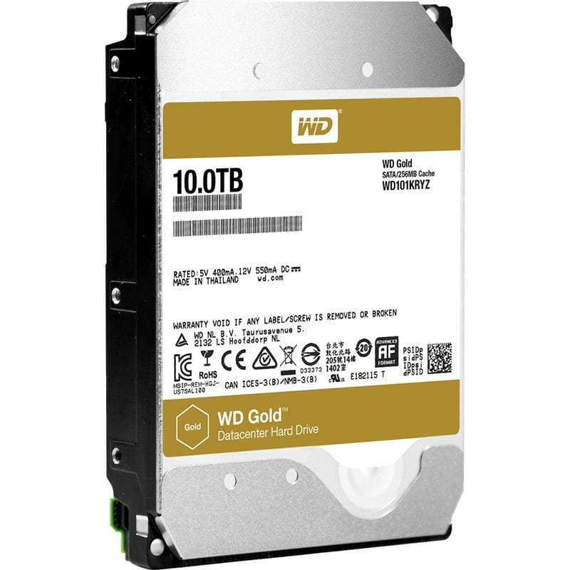 Накопитель HDD SATA 10.0TB WD Gold 7200rpm 256MB (WD102KRYZ)